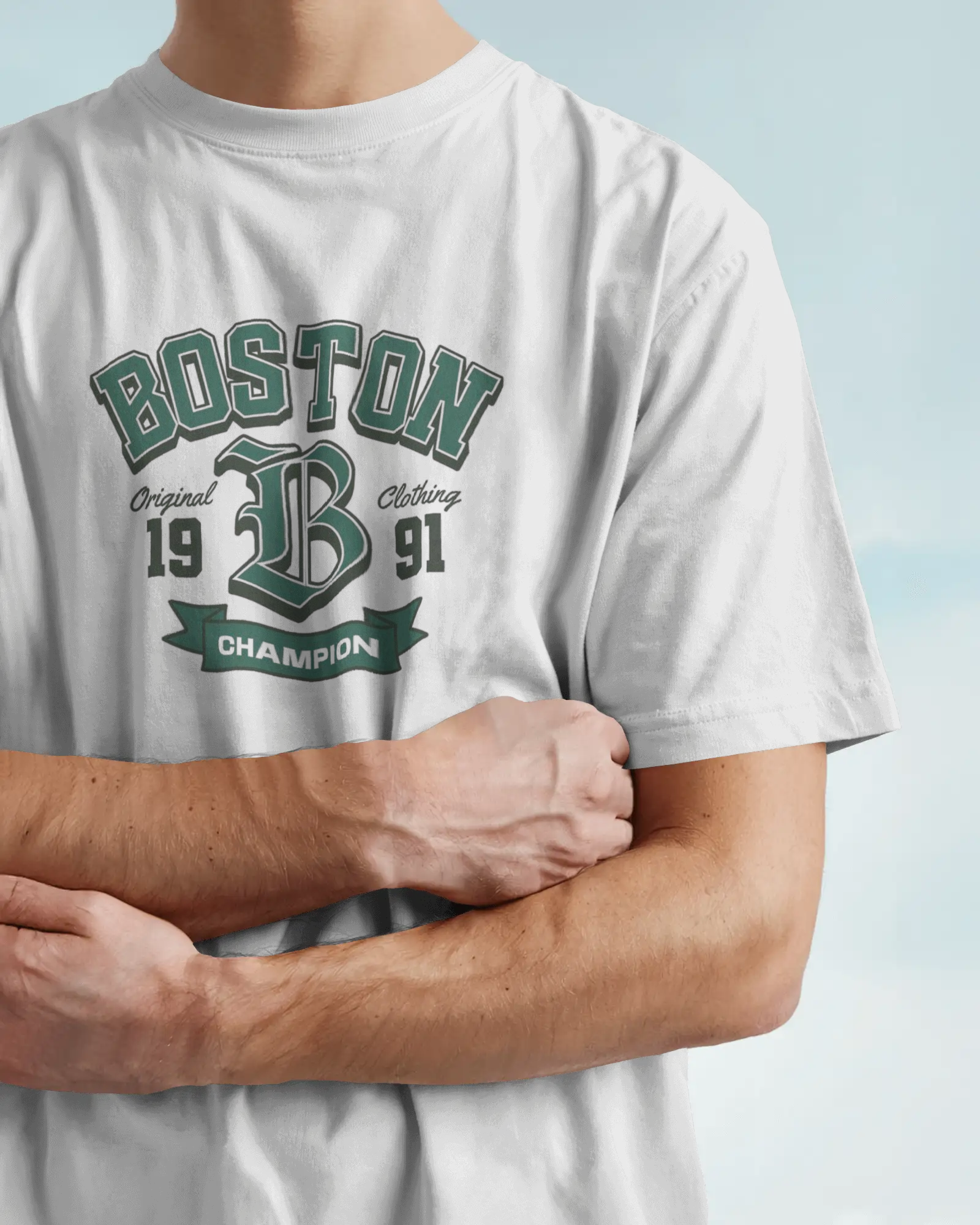 Boston Champion Graphic Regular Fit T-Shirt for Men – Varsity Streetwear Cotton Tee | Urban Layon