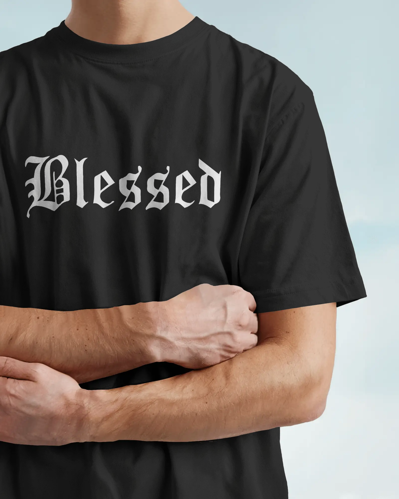 Blessed Gothic Graphic Regular Fit T-Shirt for Men – Streetwear Cotton Tee | Urban Layon