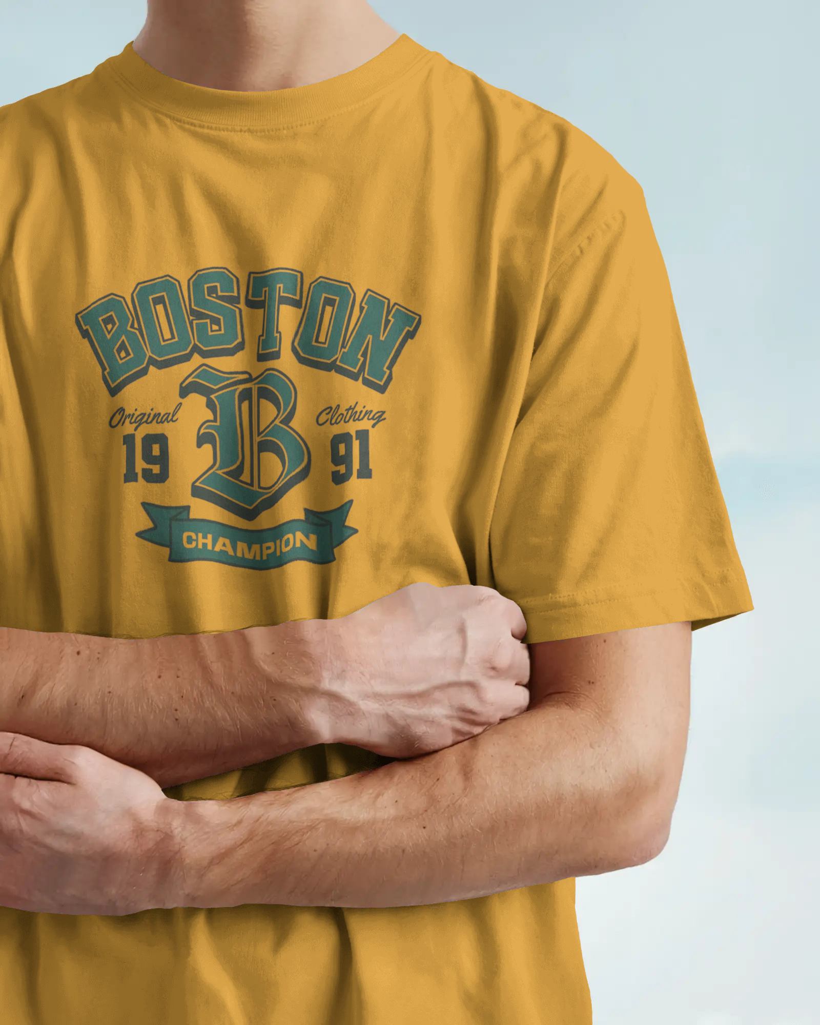 Boston Champion Graphic Regular Fit T-Shirt for Men – Varsity Streetwear Cotton Tee | Urban Layon