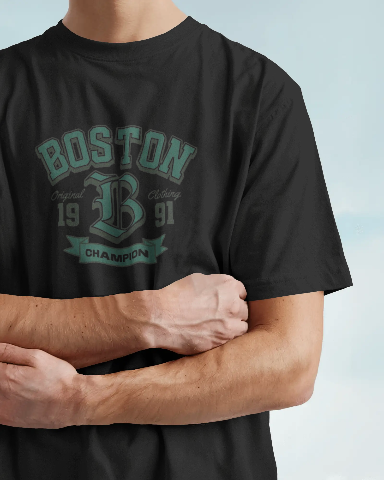 Boston Champion Graphic Regular Fit T-Shirt for Men – Varsity Streetwear Cotton Tee | Urban Layon