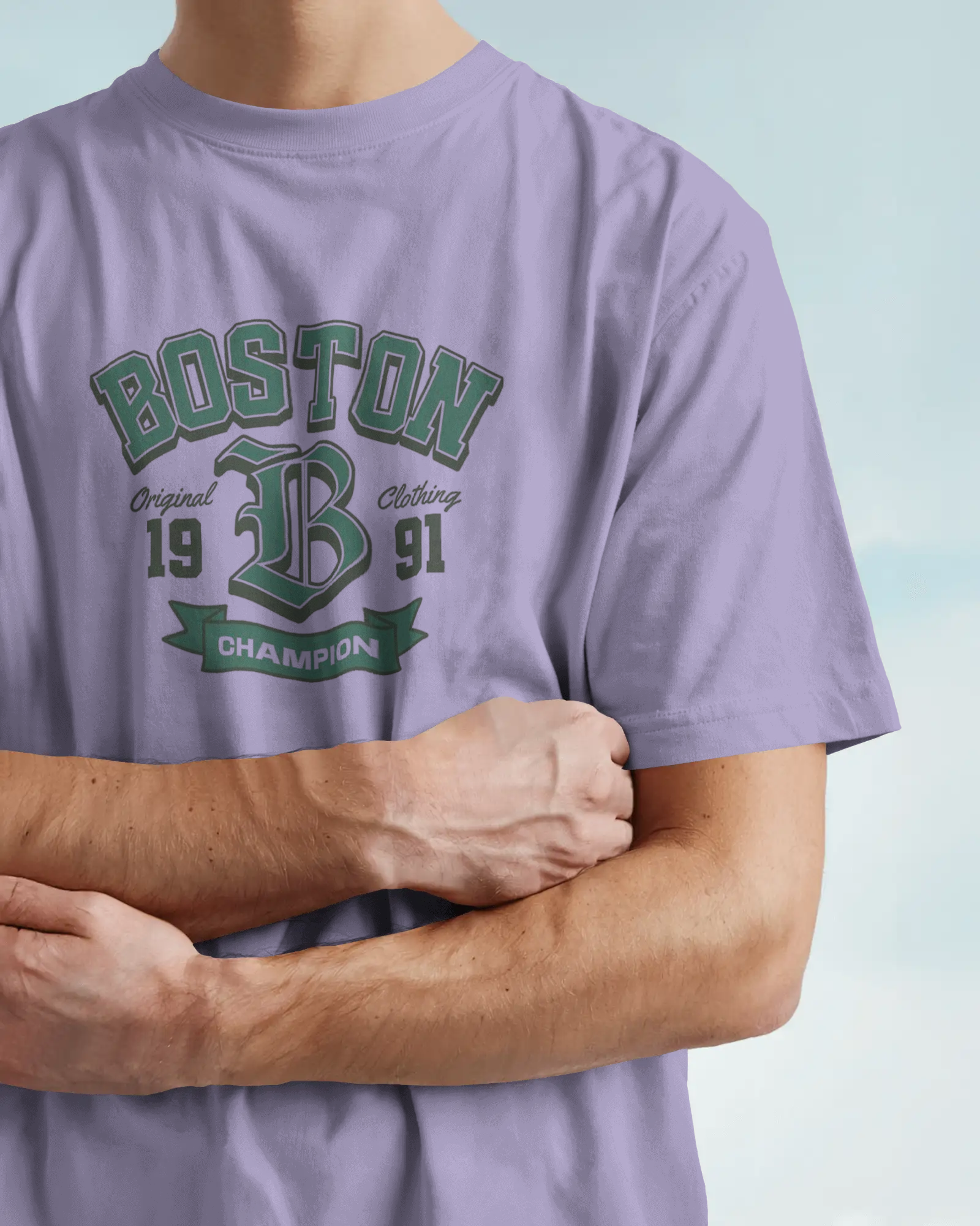 Boston Champion Graphic Regular Fit T-Shirt for Men – Varsity Streetwear Cotton Tee | Urban Layon
