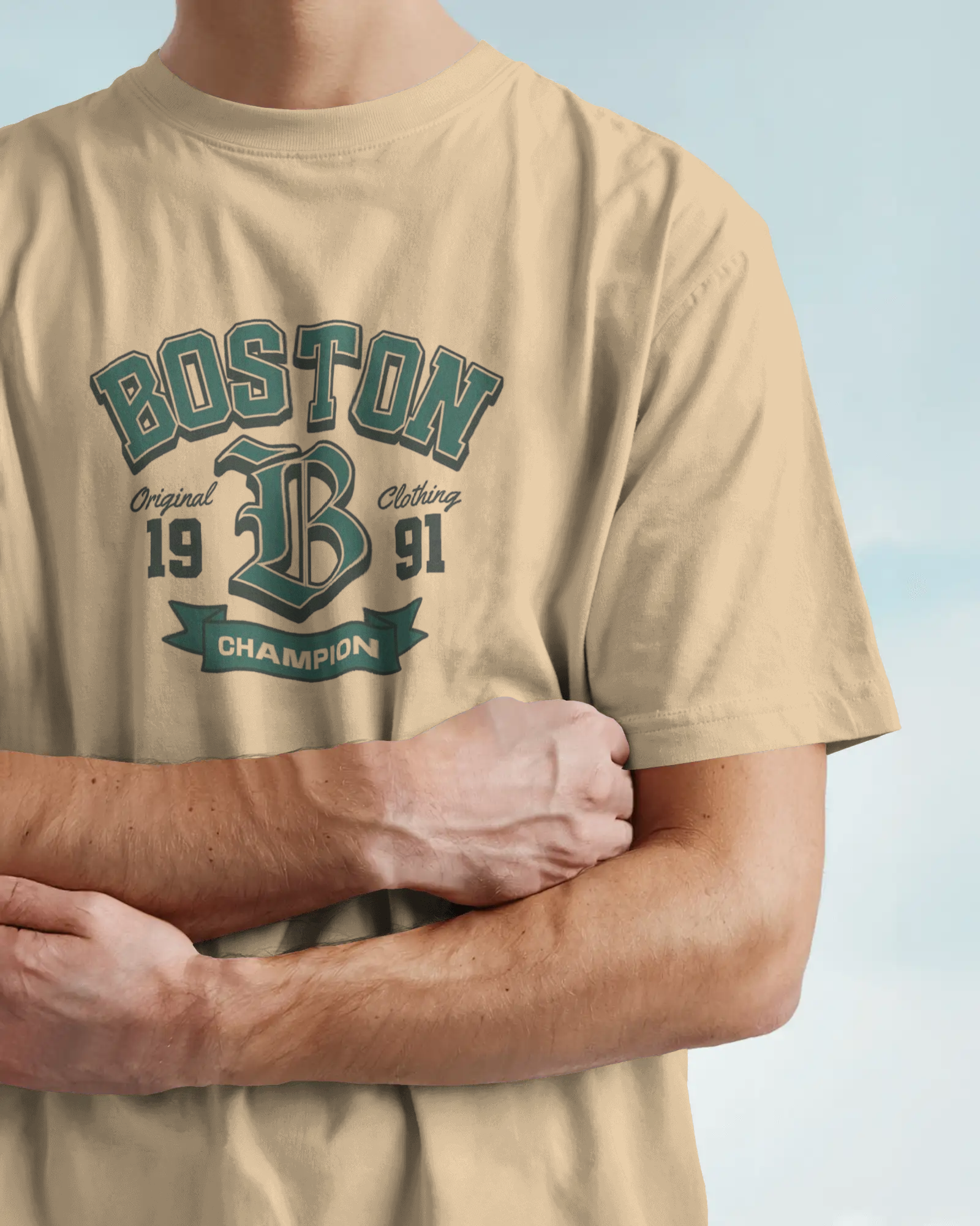 Boston Champion Graphic Regular Fit T-Shirt for Men – Varsity Streetwear Cotton Tee | Urban Layon