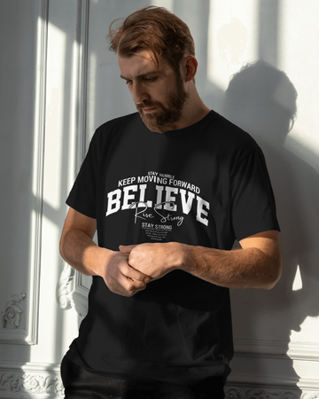 Believe Graphic T-Shirt for Men – Motivational Streetwear Cotton Tee | Urban Layon
