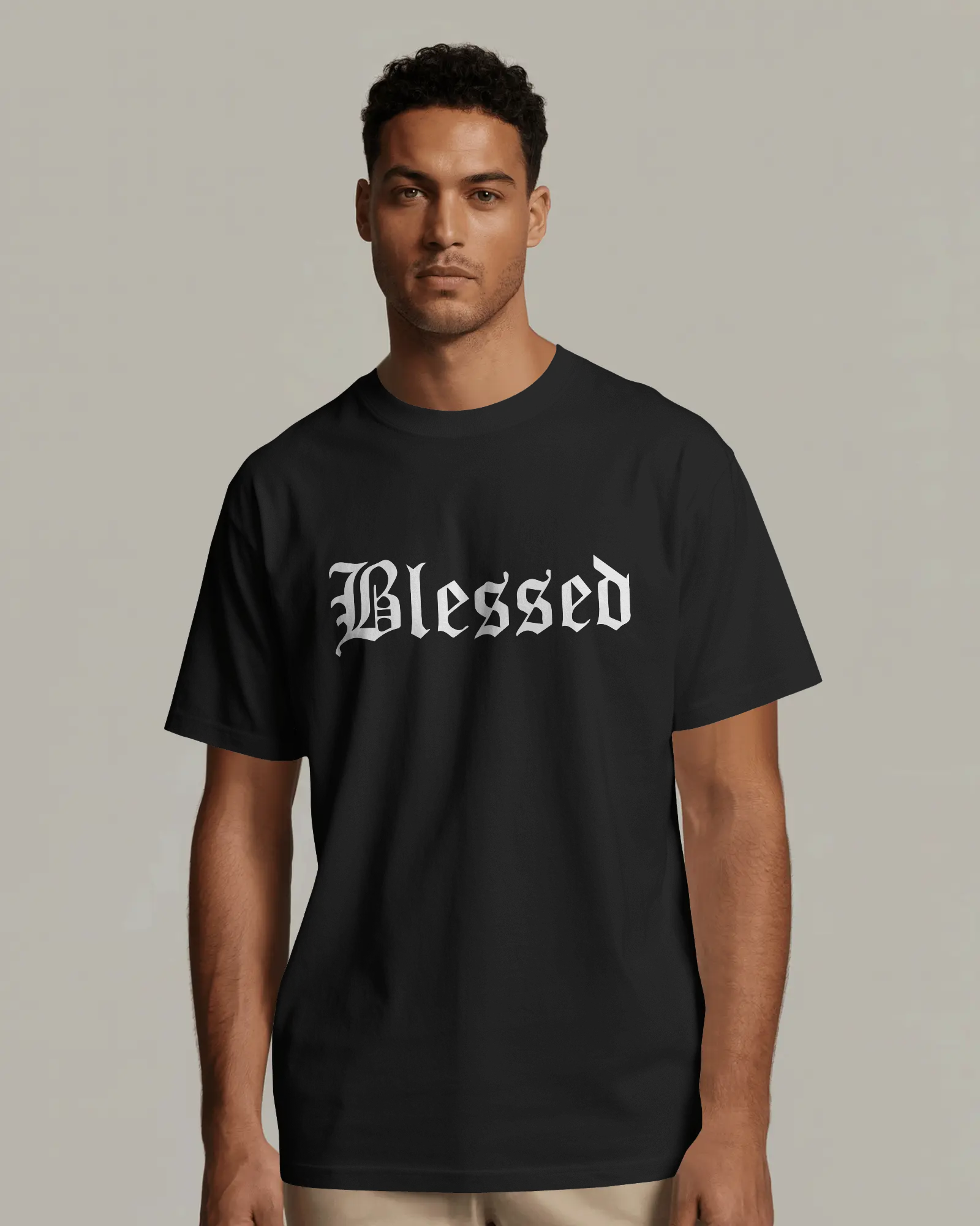 Blessed Gothic Graphic Regular Fit T-Shirt for Men – Streetwear Cotton Tee | Urban Layon