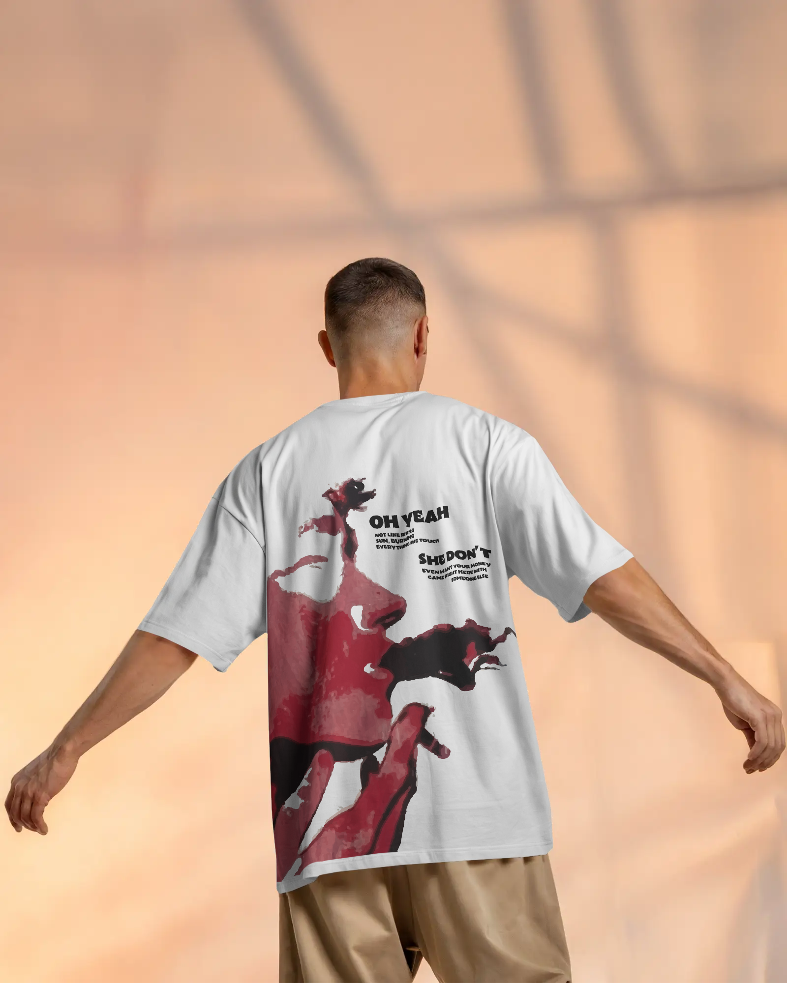 Urban Layon Oversized Graphic T-Shirt for Men – Premium Streetwear Back Print Tee (White)