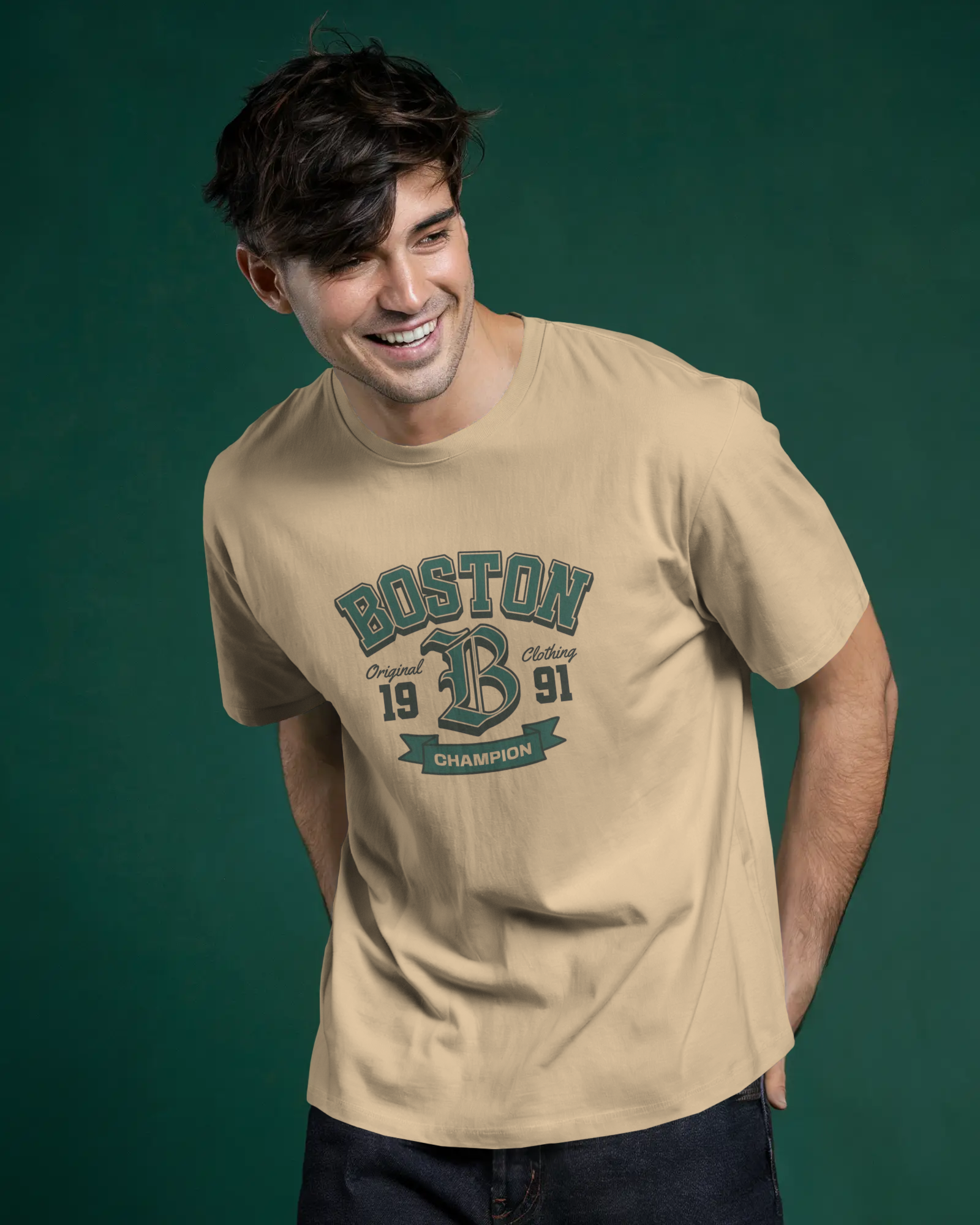 Boston Champion Graphic Regular Fit T-Shirt for Men – Varsity Streetwear Cotton Tee | Urban Layon
