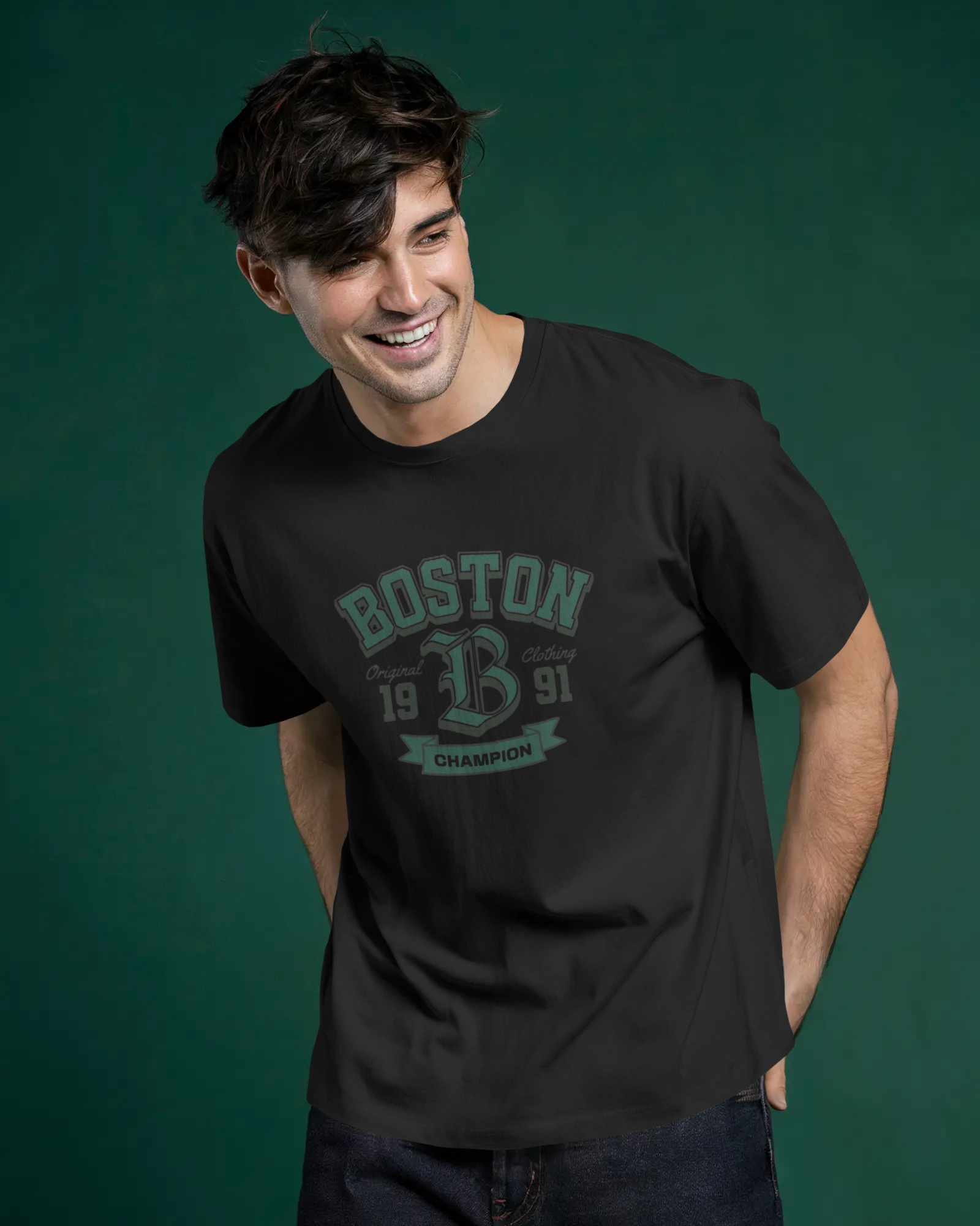 Boston Champion Graphic Regular Fit T-Shirt for Men – Varsity Streetwear Cotton Tee | Urban Layon