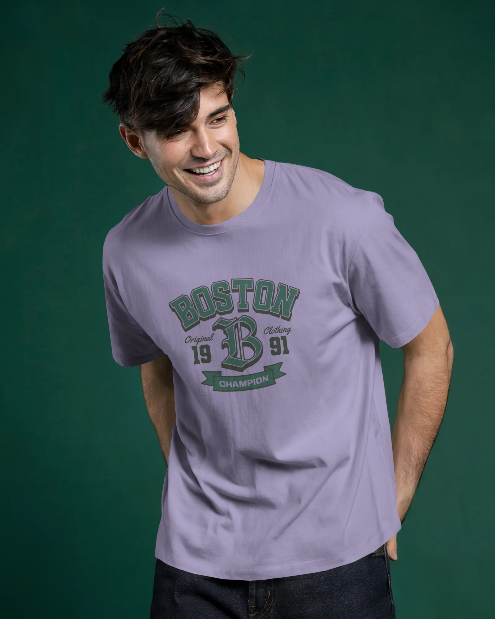 Boston Champion Graphic Regular Fit T-Shirt for Men – Varsity Streetwear Cotton Tee | Urban Layon